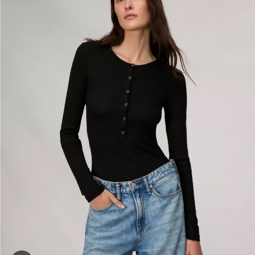 NWOT Rag & bone Henley top size large black